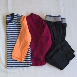 joe fresh 3 piece long sleeve shirts & pants bundle lot 18-24 months baby boy